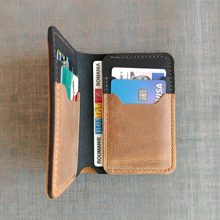 Portofel din piele pentru barbati, maro si negru [2]