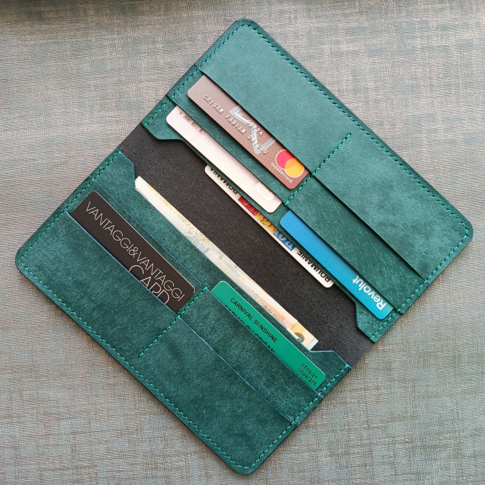 Portofel din piele pentru dama, premium ,negru & turcoaz [2]