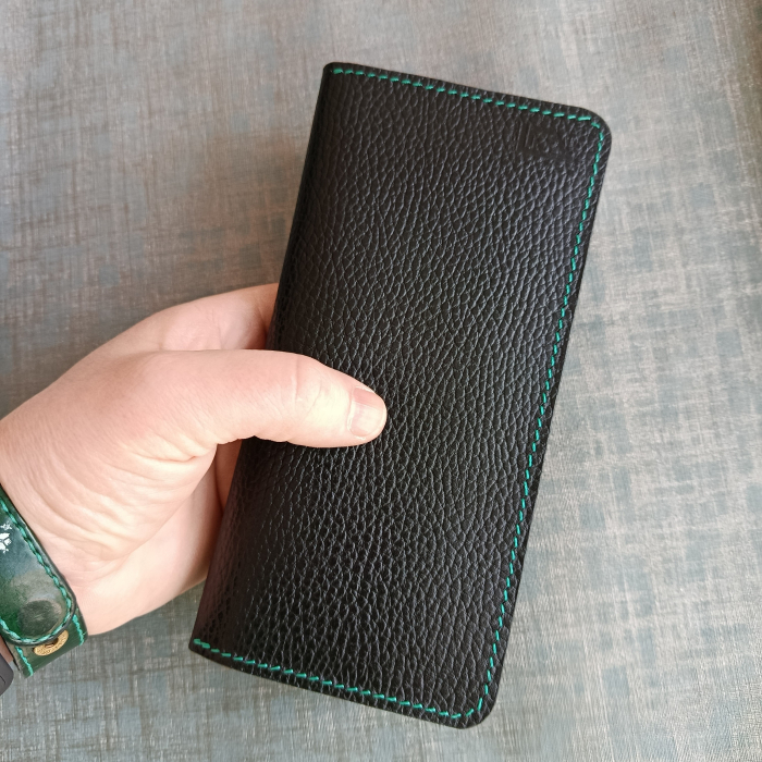 Portofel din piele pentru dama, premium ,negru & turcoaz [3]