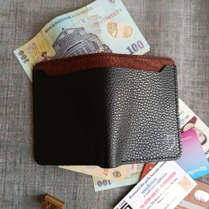 Portofel din piele  pentru barbati , negru și maro tabac , premium [8]