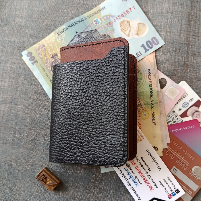 Portofel din piele  pentru barbati , negru și maro tabac , premium [9]