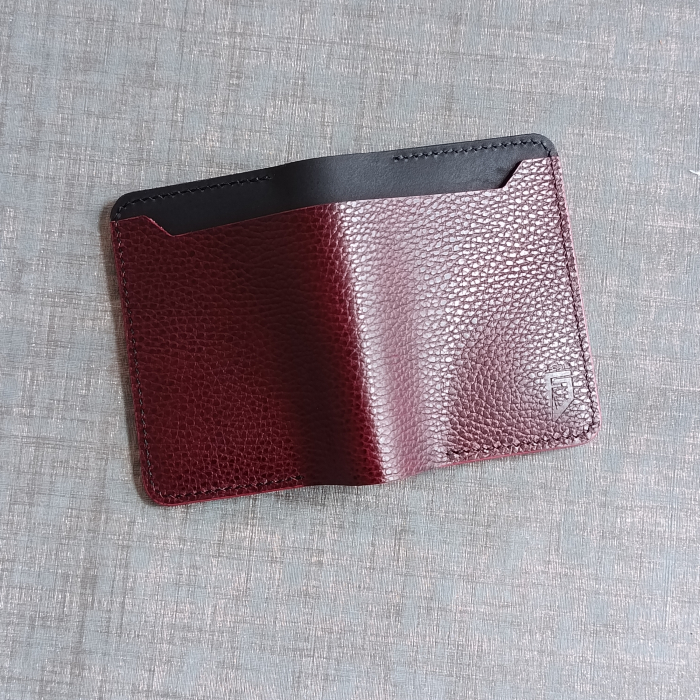 Portofel bărbătesc din piele burgundi și negru premium, cusut manual [5]