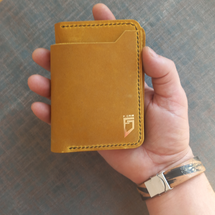 Portofel din piele pentru barbati ,negru si galben mustar [4]