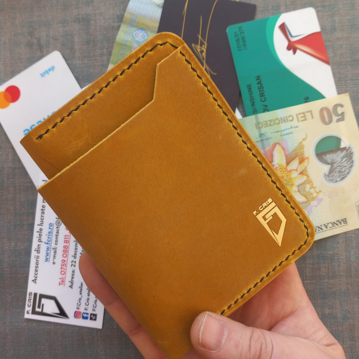 Portofel din piele pentru barbati ,negru si galben mustar [1]