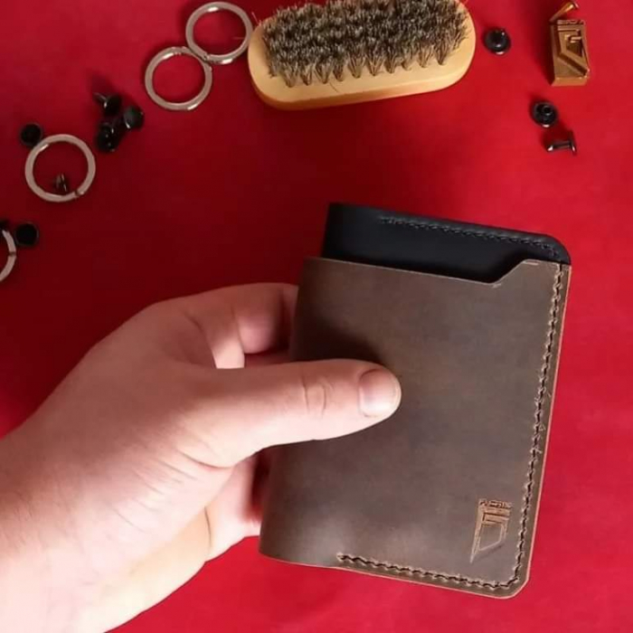 Portofel din piele pentru barbati , maro si negru [3]