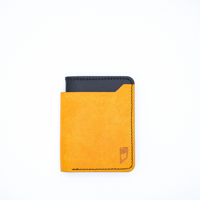 Portofel bărbătesc din piele italiană galben și negru, lucrat manual – Fcris Premium [1]