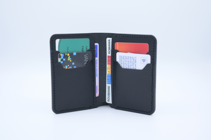 Portofel bărbătesc premium din piele italiană neagră, lucrat manual – Fcris [6]