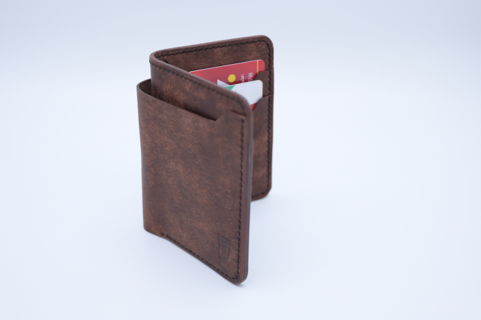 Portofel bărbătesc din piele italiană maro tabac, cusut manual – Fcris Premium [3]