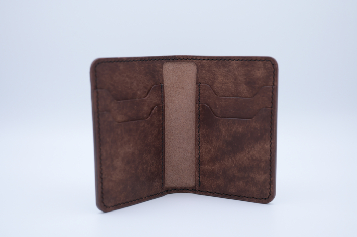 Portofel bărbătesc din piele italiană maro tabac, cusut manual – Fcris Premium [4]