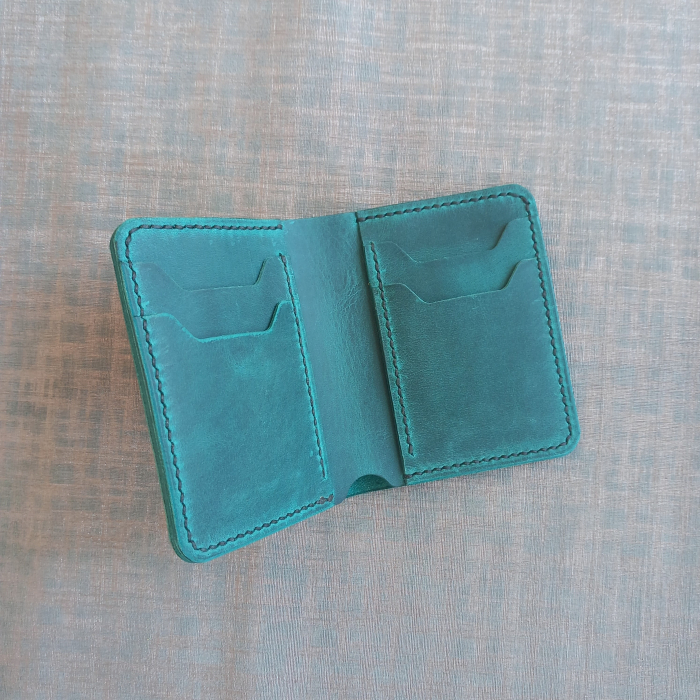 Portofel pentru buletin tip card  din piele ,cusut manual [7]