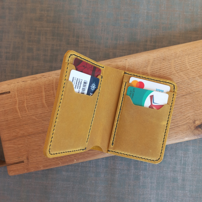 Portofel pentru buletin tip card  din piele ,cusut manual [3]