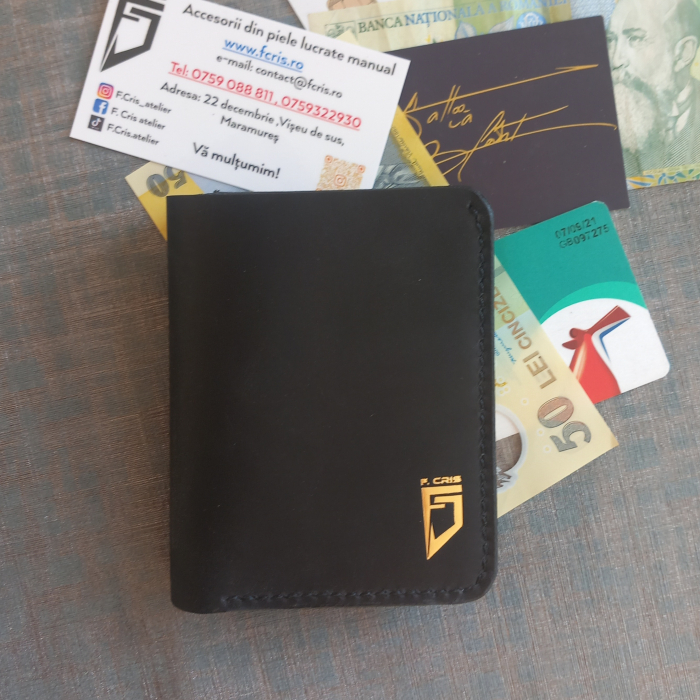 Portofel pentru buletin tip card , din piele naturală, crazy horse [5]