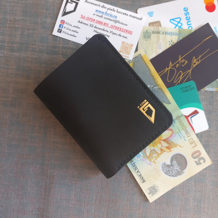 Portofel pentru buletin tip card , din piele naturală, crazy horse [3]