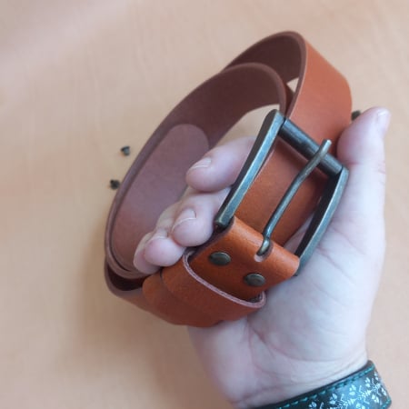 Curea bărbați din piele naturală de bovină maro – stil casual [2]