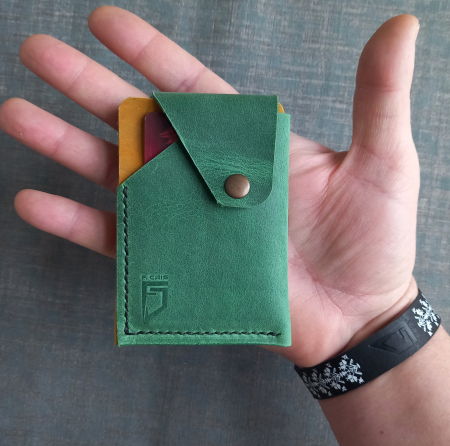 Portofele casual - Portcard din piele cu închidere capsă pentru buletin CID