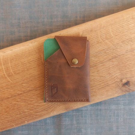 Portofele casual - Portcard din piele cu închidere capsă pentru buletin CID