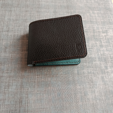 Portofel mimalist din piele naturală negru și turcoaz pentru bărbați – Fcris Handmade [3]