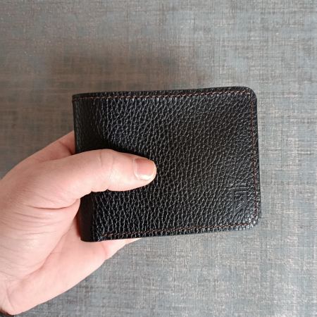 Portofel mimalist din piele naturală negru și turcoaz pentru bărbați – Fcris Handmade [0]