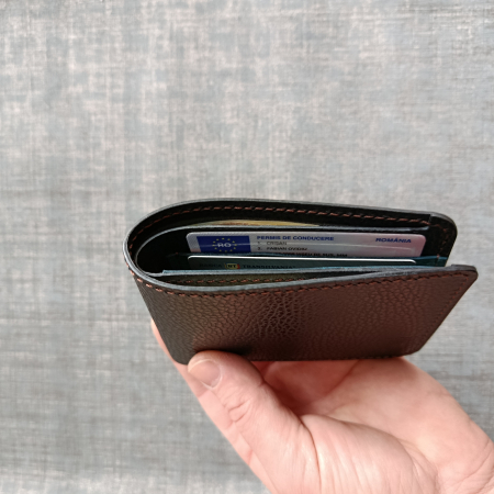 Portofel mimalist din piele naturală negru și turcoaz pentru bărbați – Fcris Handmade [4]