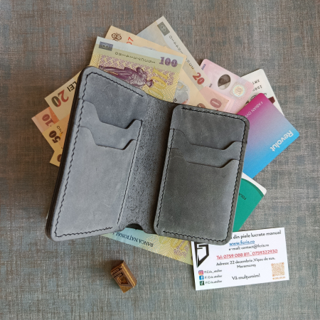 Portofel din piele pentru barbati , gri [5]