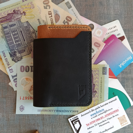Portofele casual - Portofel din piele pentru barbati , negru si  maro