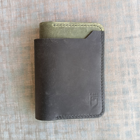 Portofel din piele pentru barbati, negru & verde olive [0]