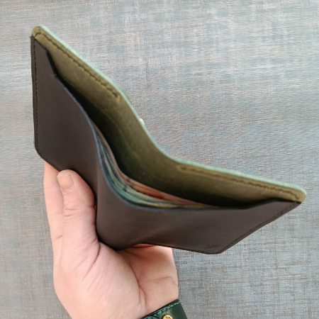 Portofel din piele pentru barbati, negru & verde olive [2]