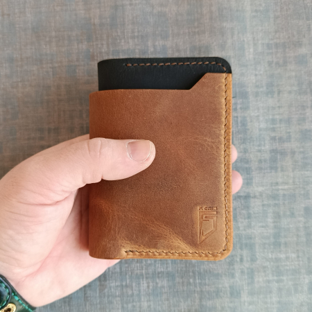 Portofel din piele pentru barbati, maro si negru [4]