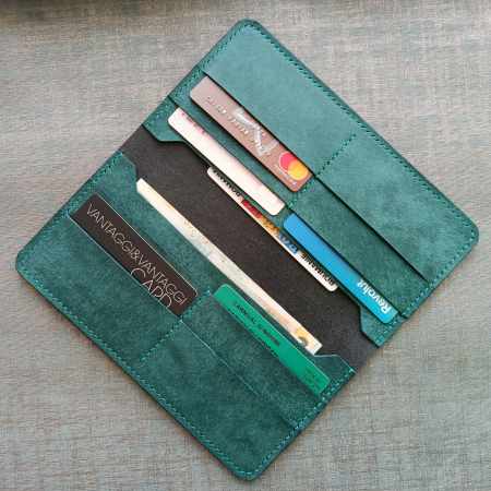 Portofel din piele pentru dama, premium ,negru & turcoaz [1]