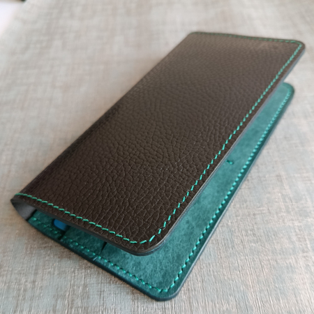 Portofel din piele pentru dama, premium ,negru & turcoaz [0]