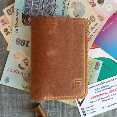 Portofele casual - Portofel din piele , maro ,vertical