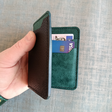 Portofel din piele  pentru barbati , negru și turcoaz , premium [4]