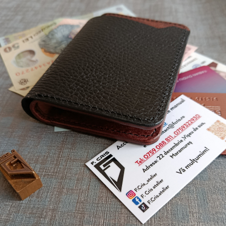 Portofel din piele  pentru barbati , negru și maro tabac , premium [4]