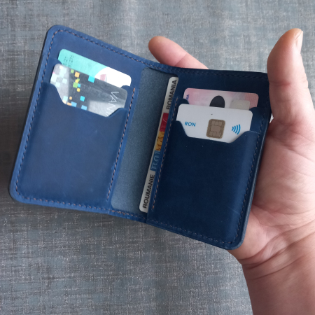 Portofel  din piele naturala cu buzunar exterior pentru bani [3]