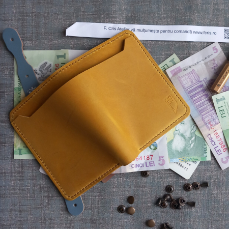 Portofel  din piele naturala cu buzunar exterior pentru bani [3]