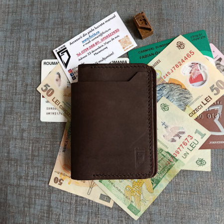 Portofel din piele pentru barbati , maro inchis [0]
