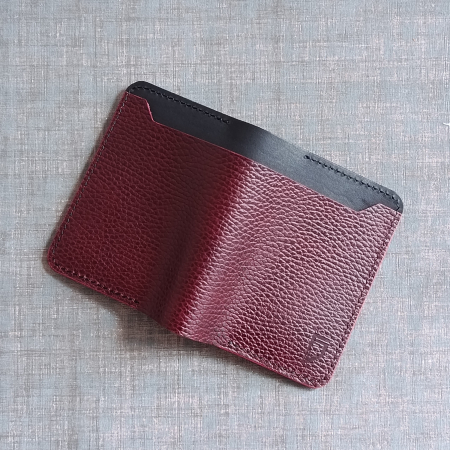 Portofel bărbătesc din piele burgundi și negru premium, cusut manual [2]
