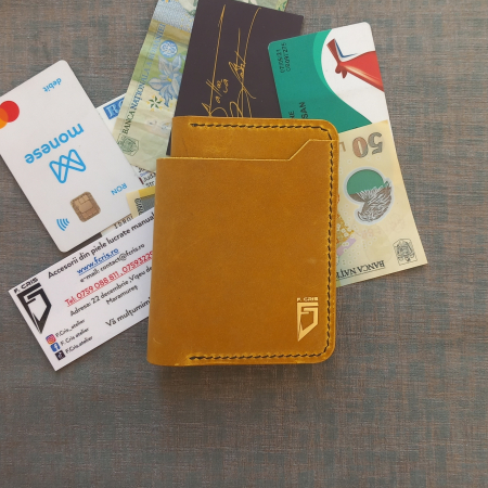 Portofel din piele pentru barbati ,negru si galben mustar [2]