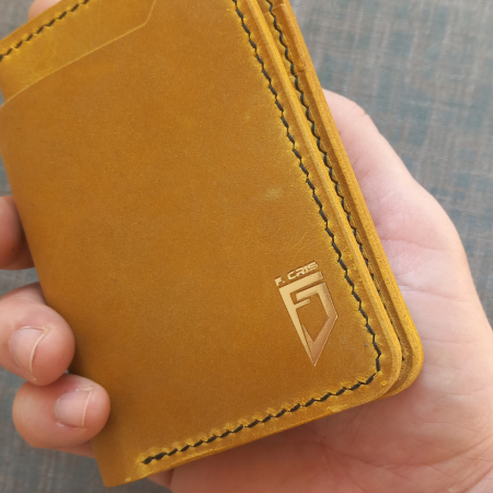 Portofel din piele pentru barbati ,negru si galben mustar [6]