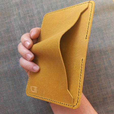 Portofel din piele pentru barbati ,negru si galben mustar [7]