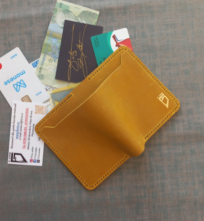 Portofel din piele pentru barbati ,negru si galben mustar [8]