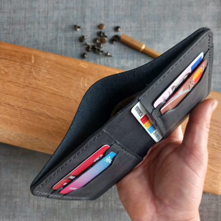 Portofel handmade , cusut manual  , vertical din piele naturala [1]