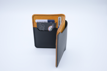 Portofel bărbătesc din piele italiană negru și galben, lucrat manual – Fcris Premium [4]