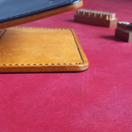 Portofel bărbătesc din piele italiană negru și galben, lucrat manual – Fcris Premium [5]