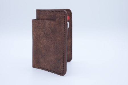 Portofel bărbătesc din piele italiană maro tabac, cusut manual – Fcris Premium [5]
