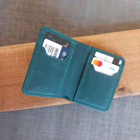 Portofel pentru buletin tip card  din piele ,cusut manual [7]