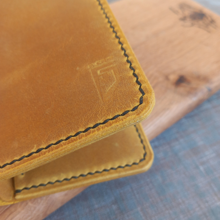 Portofel pentru buletin tip card  din piele ,cusut manual [5]