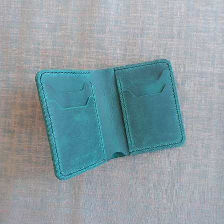 Portofel pentru buletin tip card  din piele ,cusut manual [6]