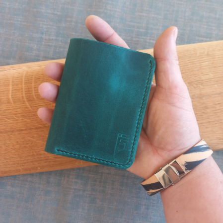 Portofel pentru buletin tip card  din piele ,cusut manual [5]