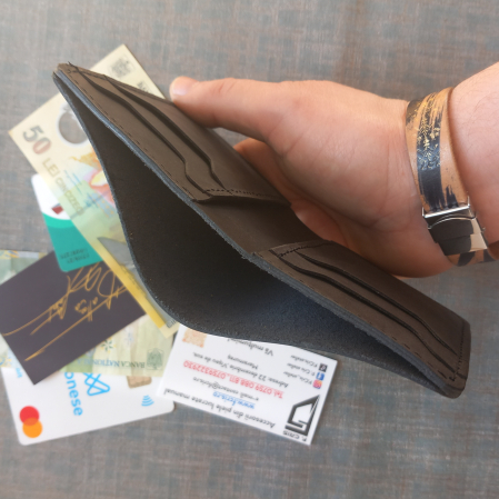Portofel pentru buletin tip card , din piele naturală, crazy horse [3]